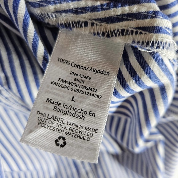 Free‎ Assembly Seamed Midi Skirt L Blue White Stripe Elastic Waist - Picture 8 of 8